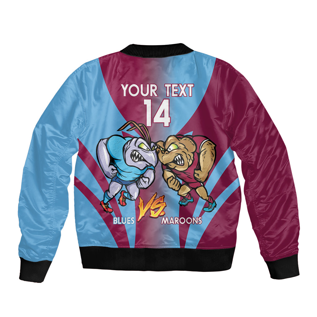 Custom NSW Blues And QLD Maroons Rugby Sleeve Zip Bomber Jacket 2024 Cockroaches Cane toads Together