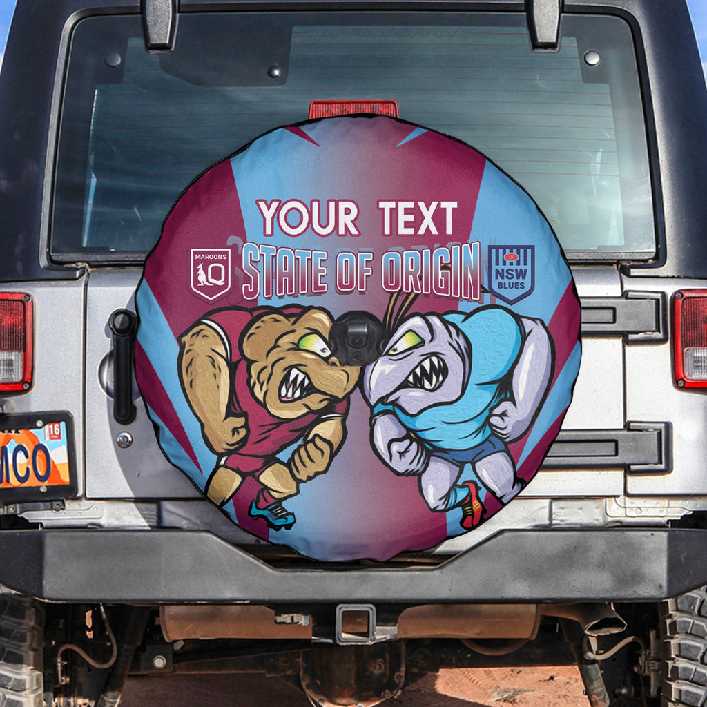 Custom NSW Blues And QLD Maroons Rugby Spare Tire Cover 2024 Cockroaches Cane toads Together
