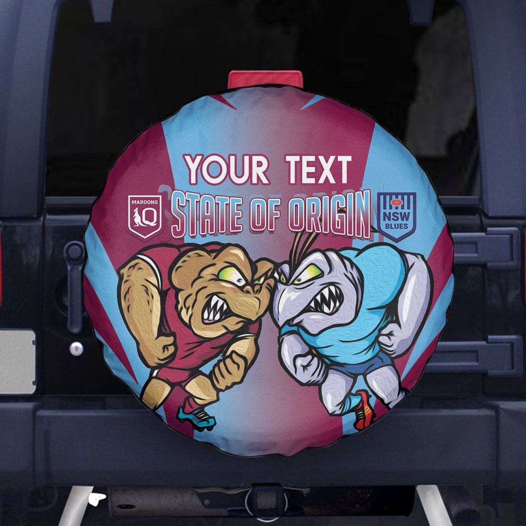 Custom NSW Blues And QLD Maroons Rugby Spare Tire Cover 2024 Cockroaches Cane toads Together