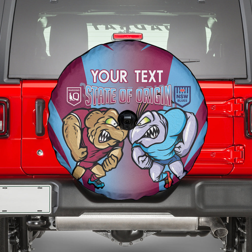 Custom NSW Blues And QLD Maroons Rugby Spare Tire Cover 2024 Cockroaches Cane toads Together