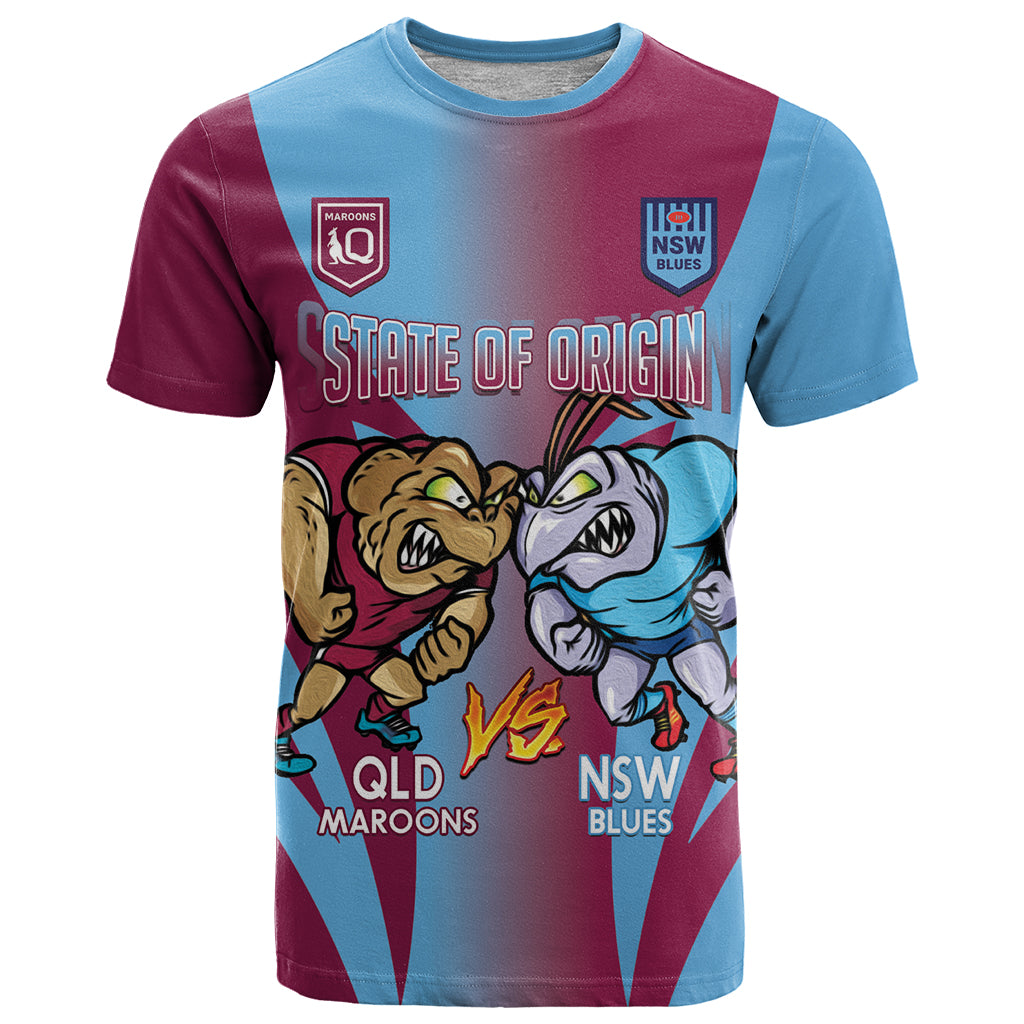 Custom NSW Blues And QLD Maroons Rugby T Shirt 2024 Cockroaches Cane toads Together