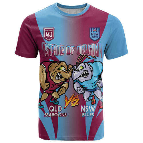 Custom NSW Blues And QLD Maroons Rugby T Shirt 2024 Cockroaches Cane toads Together