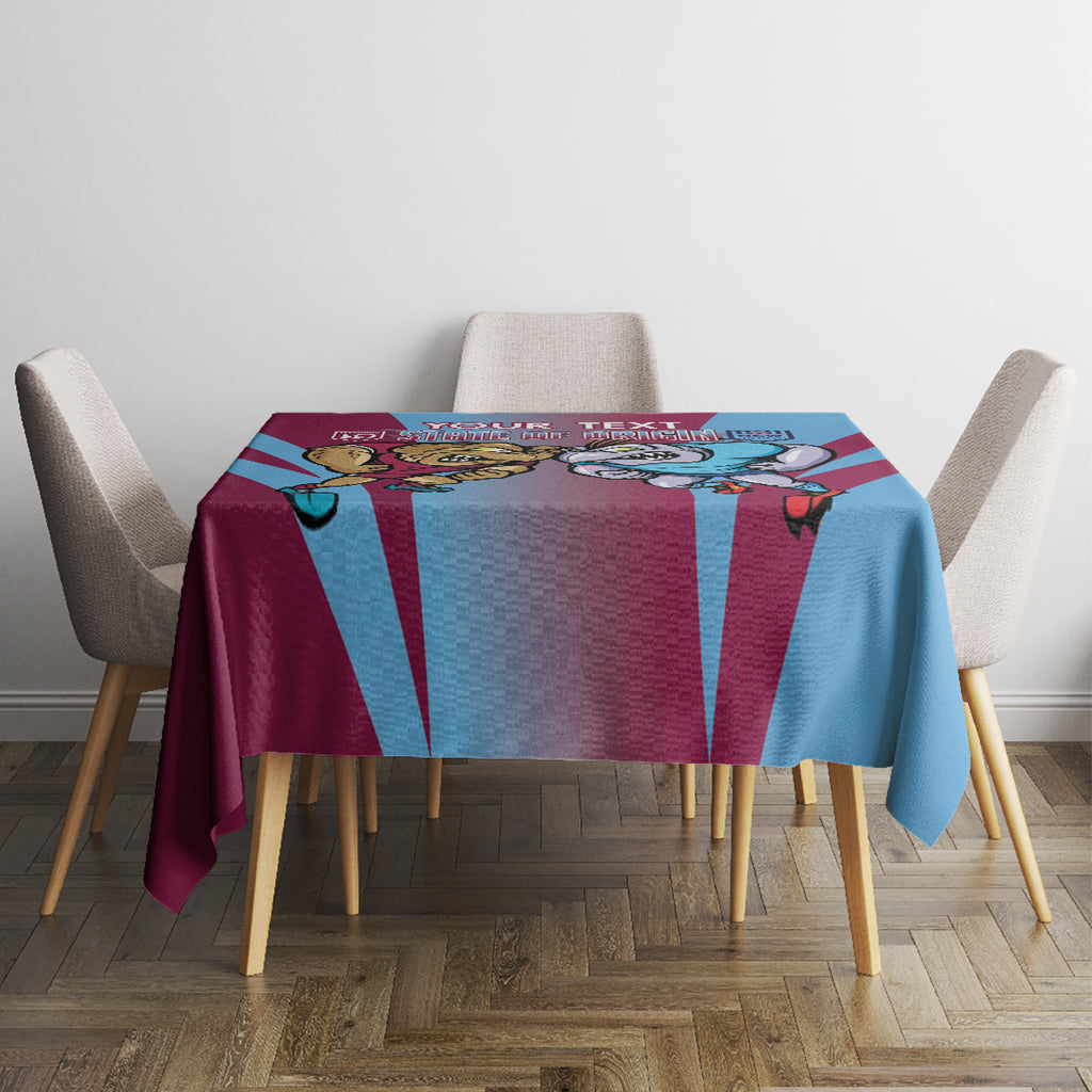 Custom NSW Blues And QLD Maroons Rugby Tablecloth 2024 Cockroaches Cane toads Together