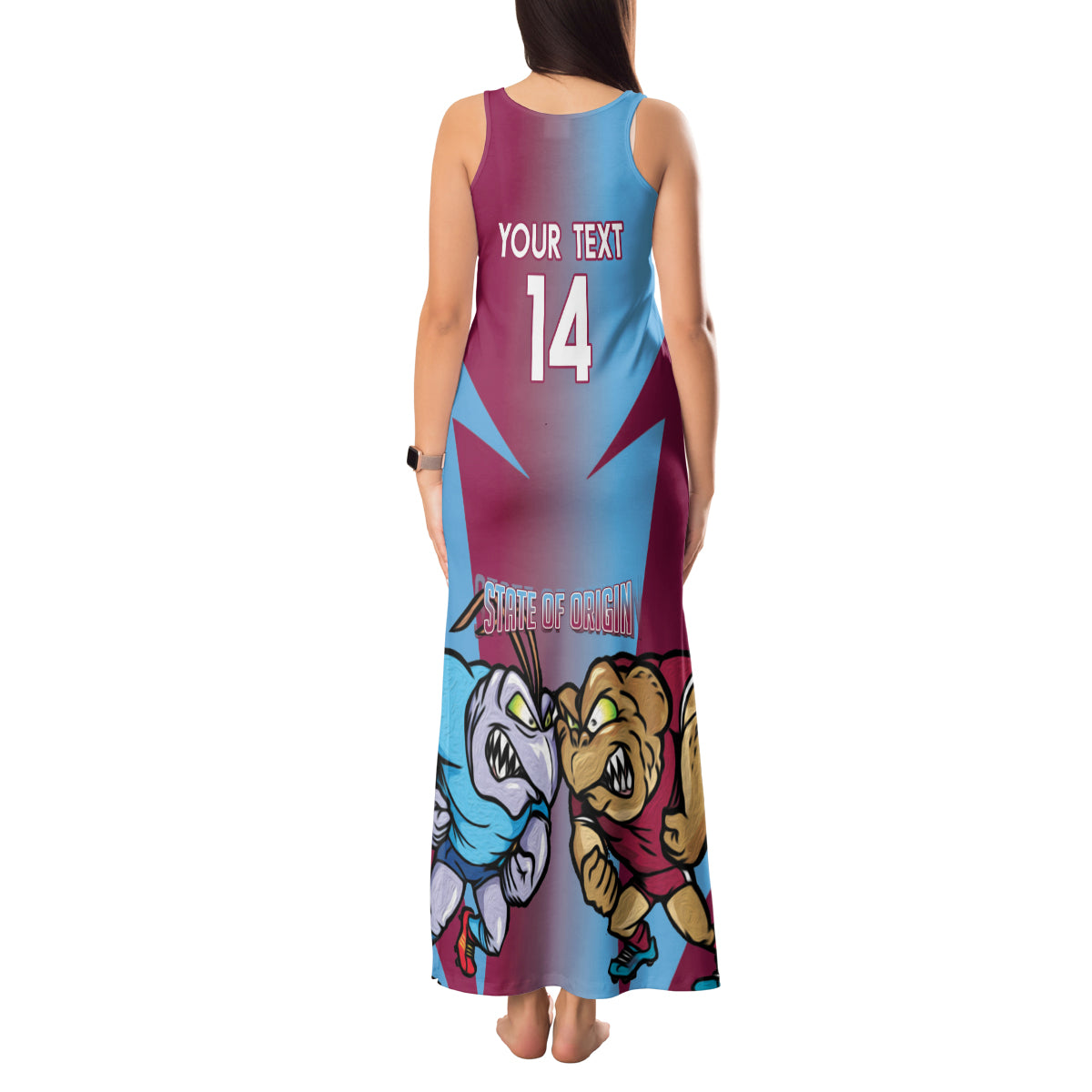 Custom NSW Blues And QLD Maroons Rugby Tank Maxi Dress 2024 Cockroaches Cane toads Together