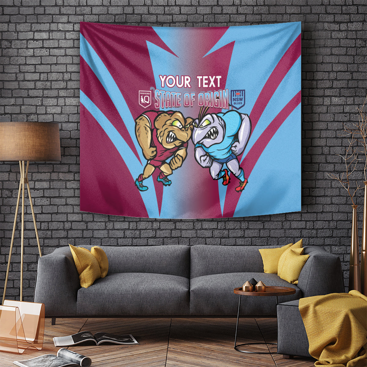 Custom NSW Blues And QLD Maroons Rugby Tapestry 2024 Cockroaches Cane toads Together