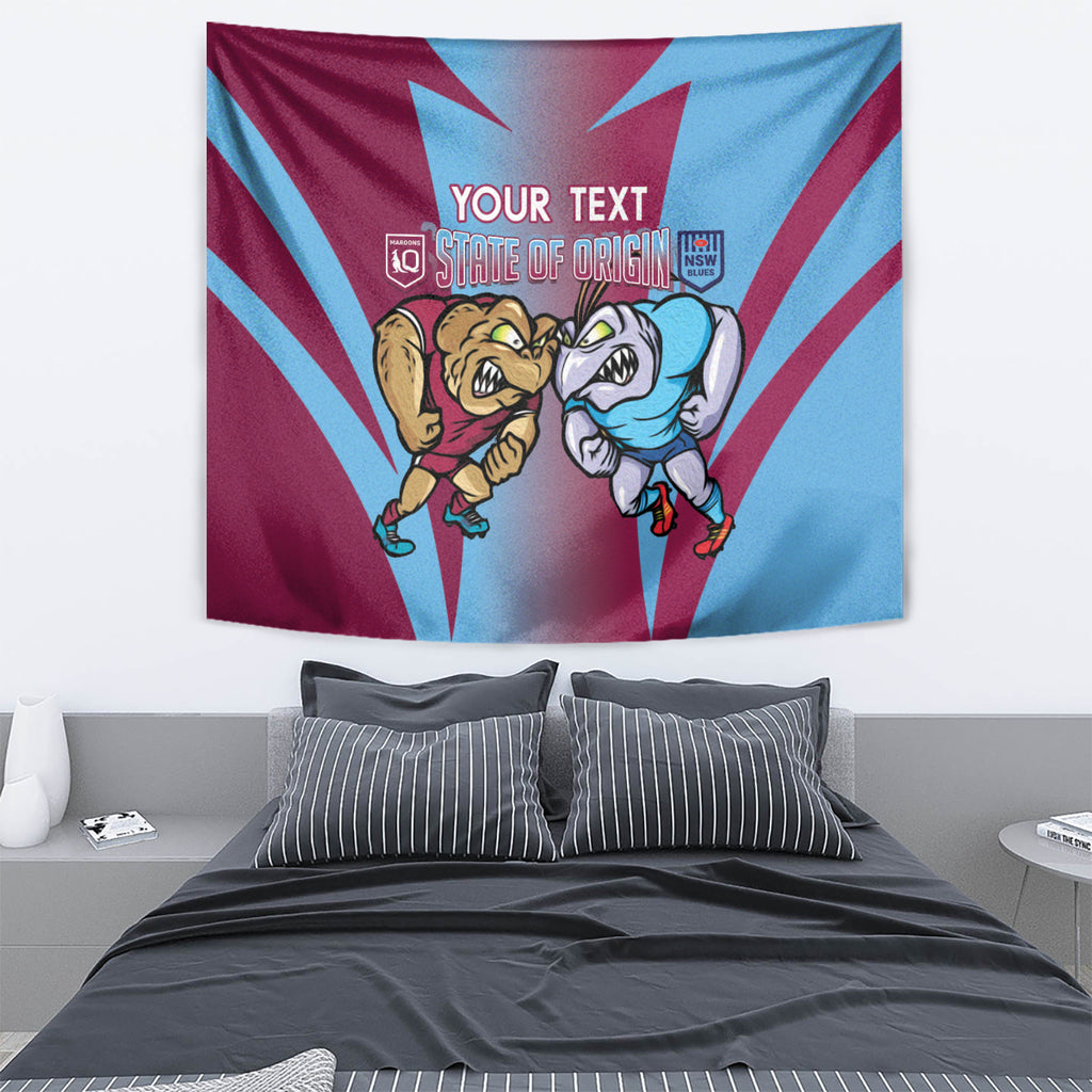 Custom NSW Blues And QLD Maroons Rugby Tapestry 2024 Cockroaches Cane toads Together