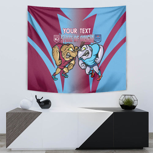 Custom NSW Blues And QLD Maroons Rugby Tapestry 2024 Cockroaches Cane toads Together
