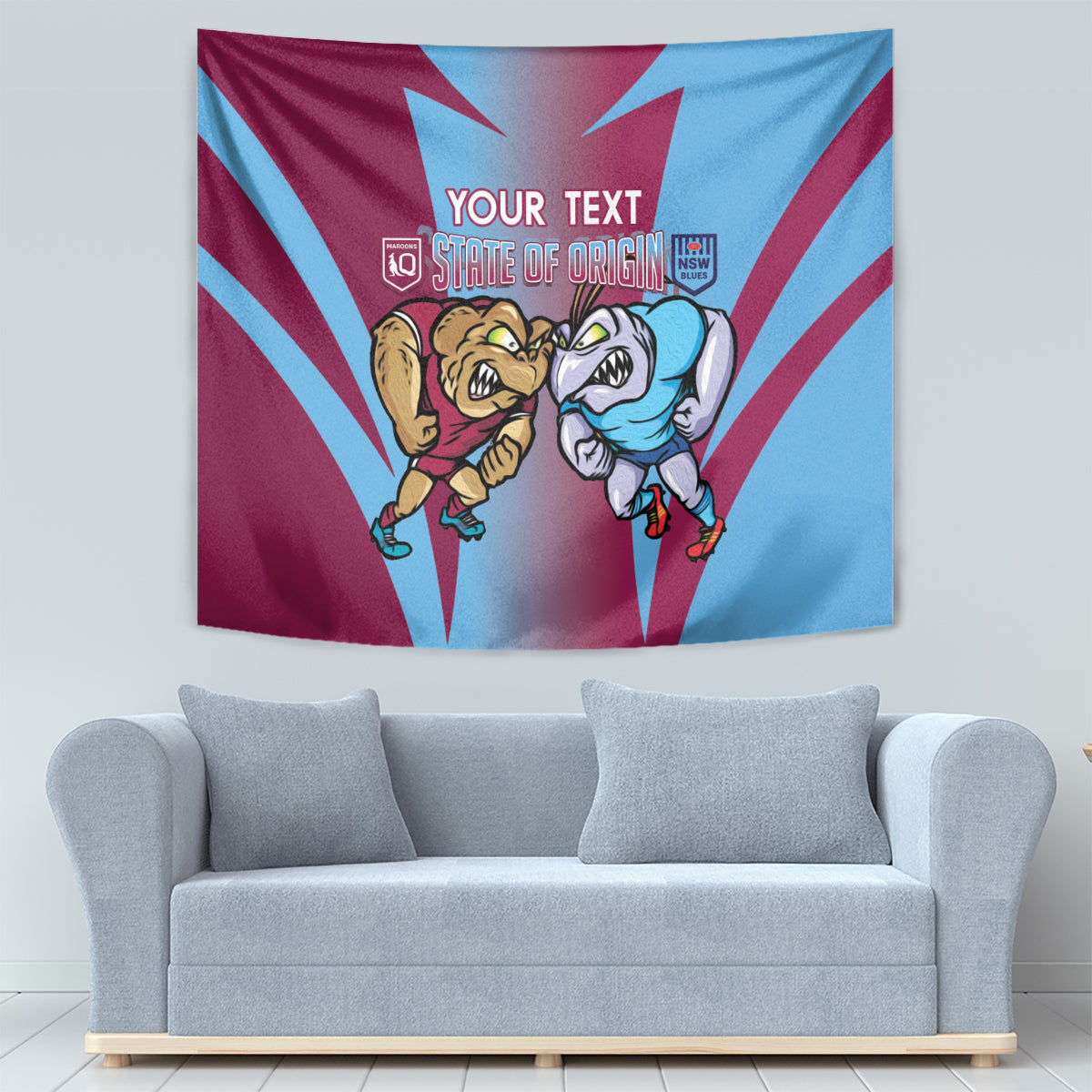 Custom NSW Blues And QLD Maroons Rugby Tapestry 2024 Cockroaches Cane toads Together