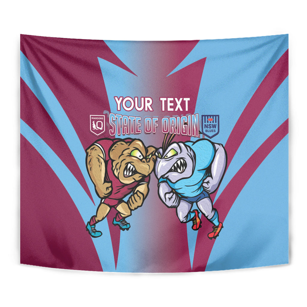 Custom NSW Blues And QLD Maroons Rugby Tapestry 2024 Cockroaches Cane toads Together