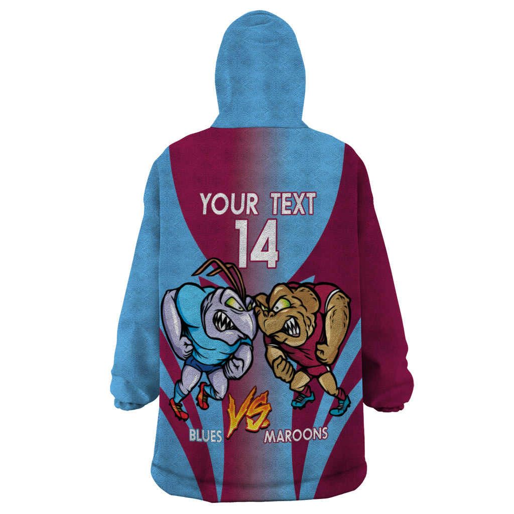 Custom NSW Blues And QLD Maroons Rugby Wearable Blanket Hoodie 2024 Cockroaches Cane toads Together