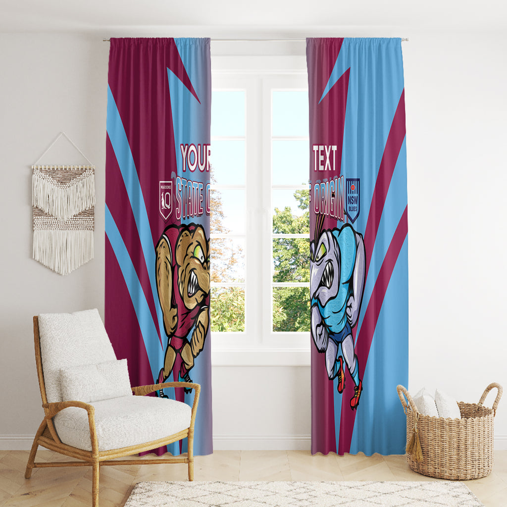 Custom NSW Blues And QLD Maroons Rugby Window Curtain 2024 Cockroaches Cane toads Together