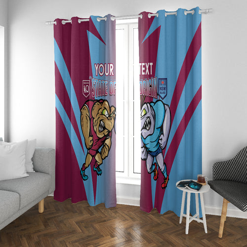 Custom NSW Blues And QLD Maroons Rugby Window Curtain 2024 Cockroaches Cane toads Together