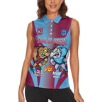 Custom NSW Blues And QLD Maroons Rugby Women Sleeveless Polo Shirt 2024 Cockroaches Cane toads Together