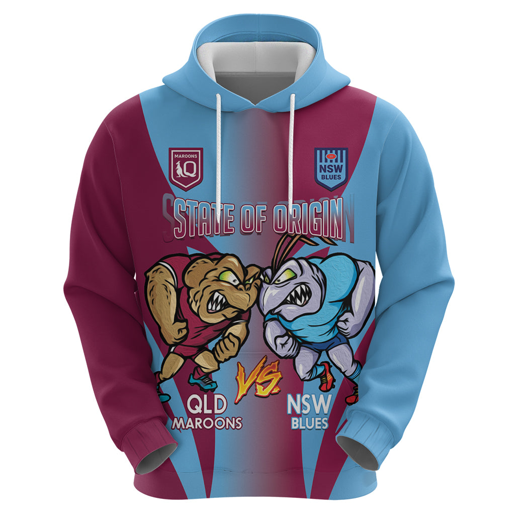 Custom NSW Blues And QLD Maroons Rugby Zip Hoodie 2024 Cockroaches Cane toads Together