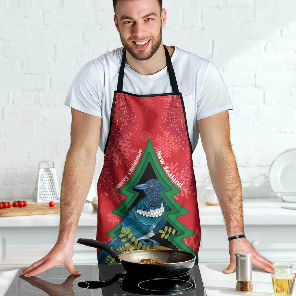 New Zealand Christmas In July Apron Kowhai Tui Bird With Pohutukawa - Red - Aussie Hoodie