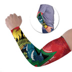 New Zealand Christmas In July Arm Sleeves Kowhai Tui Bird With Pohutukawa - Red - Aussie Hoodie