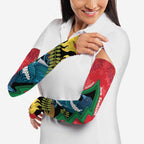 New Zealand Christmas In July Arm Sleeves Kowhai Tui Bird With Pohutukawa - Red - Aussie Hoodie