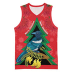 New Zealand Christmas In July Basketball Jersey Kowhai Tui Bird With Pohutukawa - Red - Aussie Hoodie