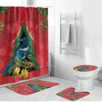 New Zealand Christmas In July Bathroom Set Kowhai Tui Bird With Pohutukawa - Red - Aussie Hoodie