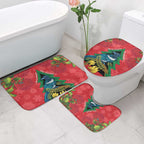 New Zealand Christmas In July Bathroom Set Kowhai Tui Bird With Pohutukawa - Red - Aussie Hoodie