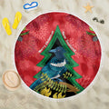 New Zealand Christmas In July Beach Blanket Kowhai Tui Bird With Pohutukawa - Red