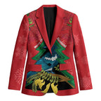 New Zealand Christmas In July Blazer Kowhai Tui Bird With Pohutukawa - Red - Aussie Hoodie