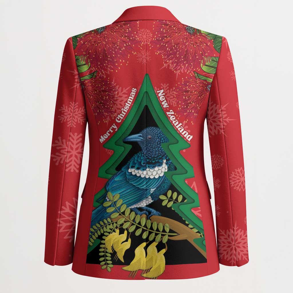 New Zealand Christmas In July Blazer Kowhai Tui Bird With Pohutukawa - Red - Aussie Hoodie