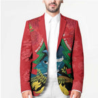 New Zealand Christmas In July Blazer Kowhai Tui Bird With Pohutukawa - Red - Aussie Hoodie