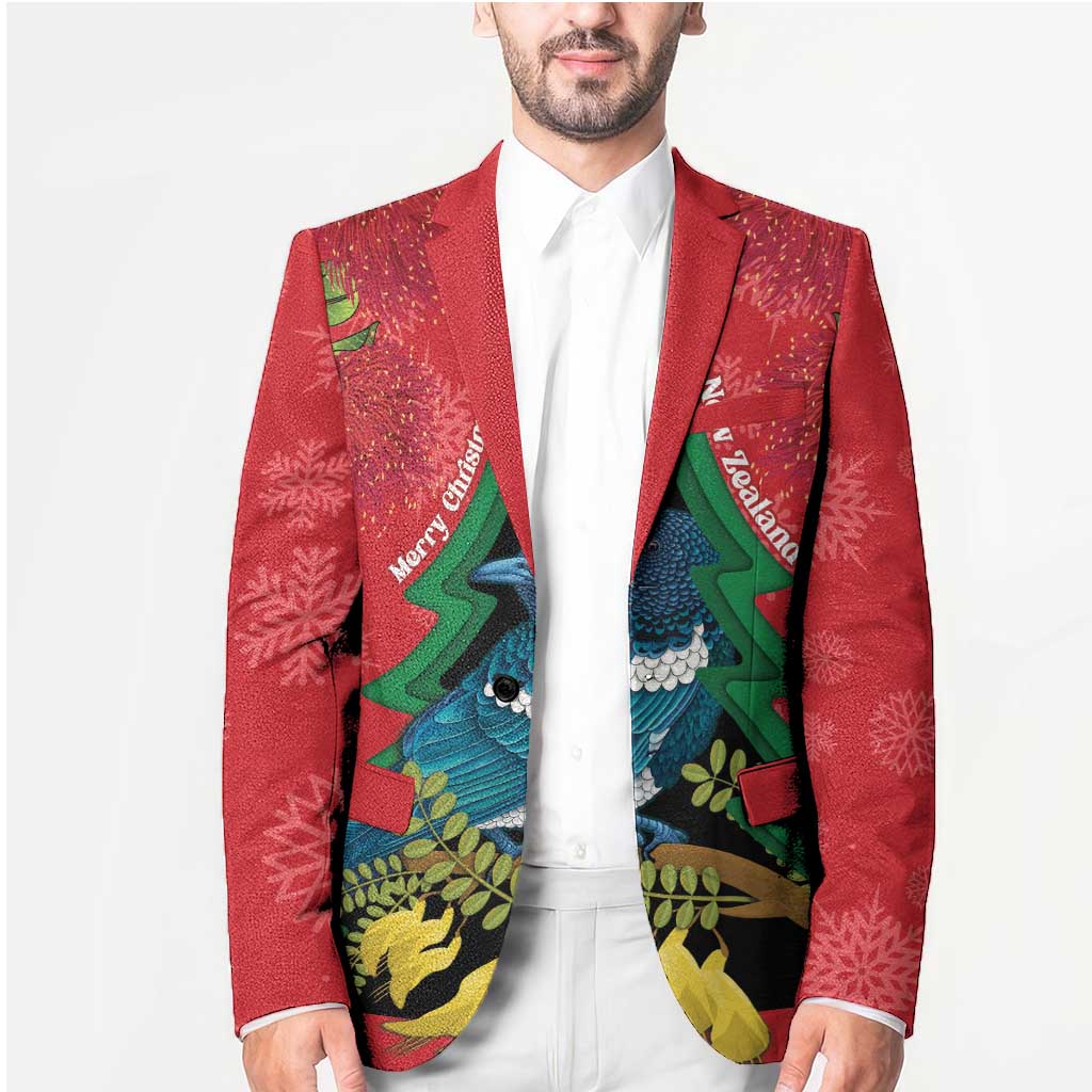 New Zealand Christmas In July Blazer Kowhai Tui Bird With Pohutukawa - Red - Aussie Hoodie
