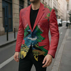 New Zealand Christmas In July Blazer Kowhai Tui Bird With Pohutukawa - Red - Aussie Hoodie