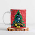 New Zealand Christmas In July Ceramic Mug Kowhai Tui Bird With Pohutukawa - Red - Aussie Hoodie