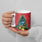 New Zealand Christmas In July Ceramic Mug Kowhai Tui Bird With Pohutukawa - Red - Aussie Hoodie