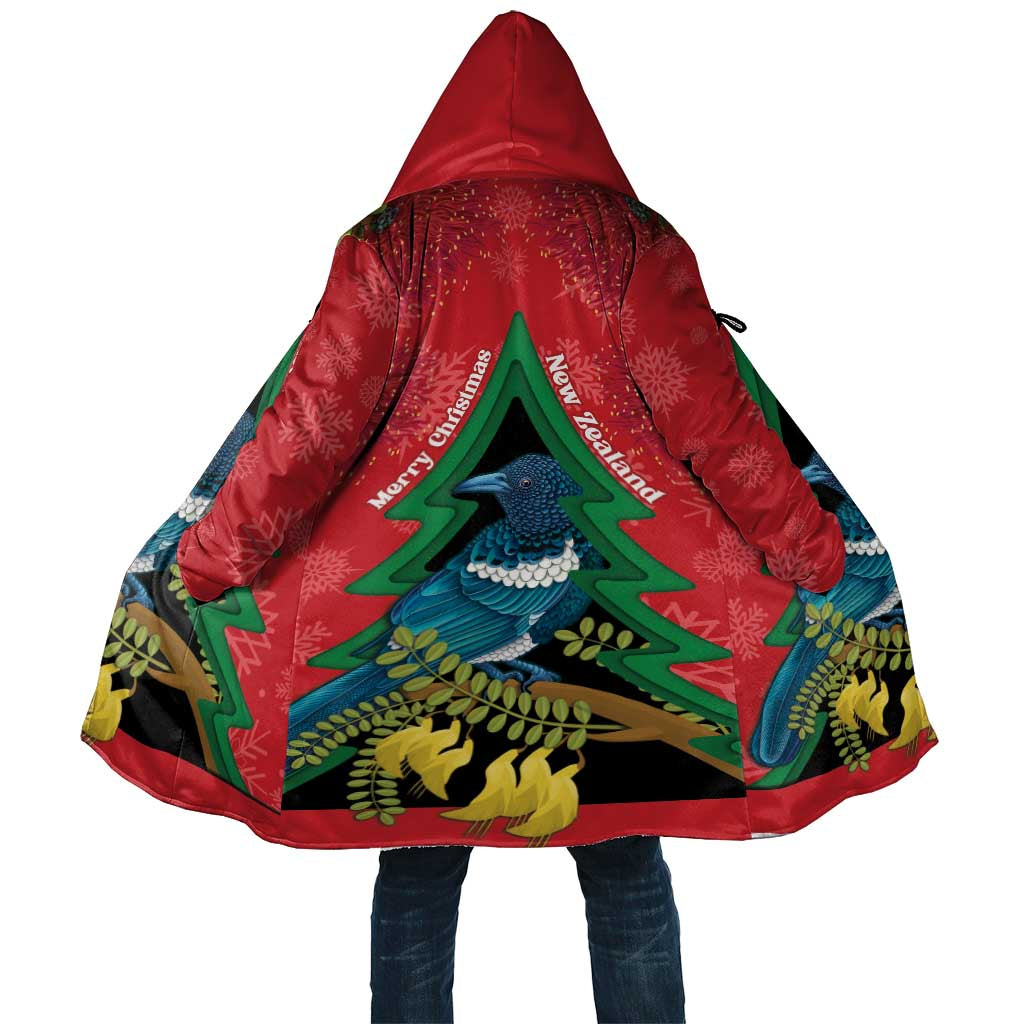 New Zealand Christmas In July Cloak Kowhai Tui Bird With Pohutukawa - Red - Aussie Hoodie