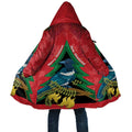 New Zealand Christmas In July Cloak Kowhai Tui Bird With Pohutukawa - Red - Aussie Hoodie