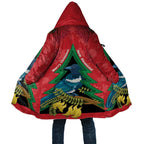 New Zealand Christmas In July Cloak Kowhai Tui Bird With Pohutukawa - Red - Aussie Hoodie