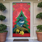 New Zealand Christmas In July Door Cover Kowhai Tui Bird With Pohutukawa - Red - Aussie Hoodie