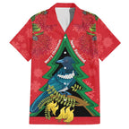 New Zealand Christmas In July Family Matching Long Sleeve Bodycon Dress and Hawaiian Shirt Kowhai Tui Bird With Pohutukawa - Red
