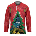 New Zealand Christmas In July Hockey Jersey Kowhai Tui Bird With Pohutukawa - Red - Aussie Hoodie