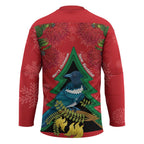 New Zealand Christmas In July Hockey Jersey Kowhai Tui Bird With Pohutukawa - Red - Aussie Hoodie