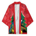 New Zealand Christmas In July Kimono Kowhai Tui Bird With Pohutukawa - Red - Aussie Hoodie