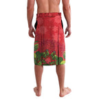 New Zealand Christmas In July Lavalava Kowhai Tui Bird With Pohutukawa - Red