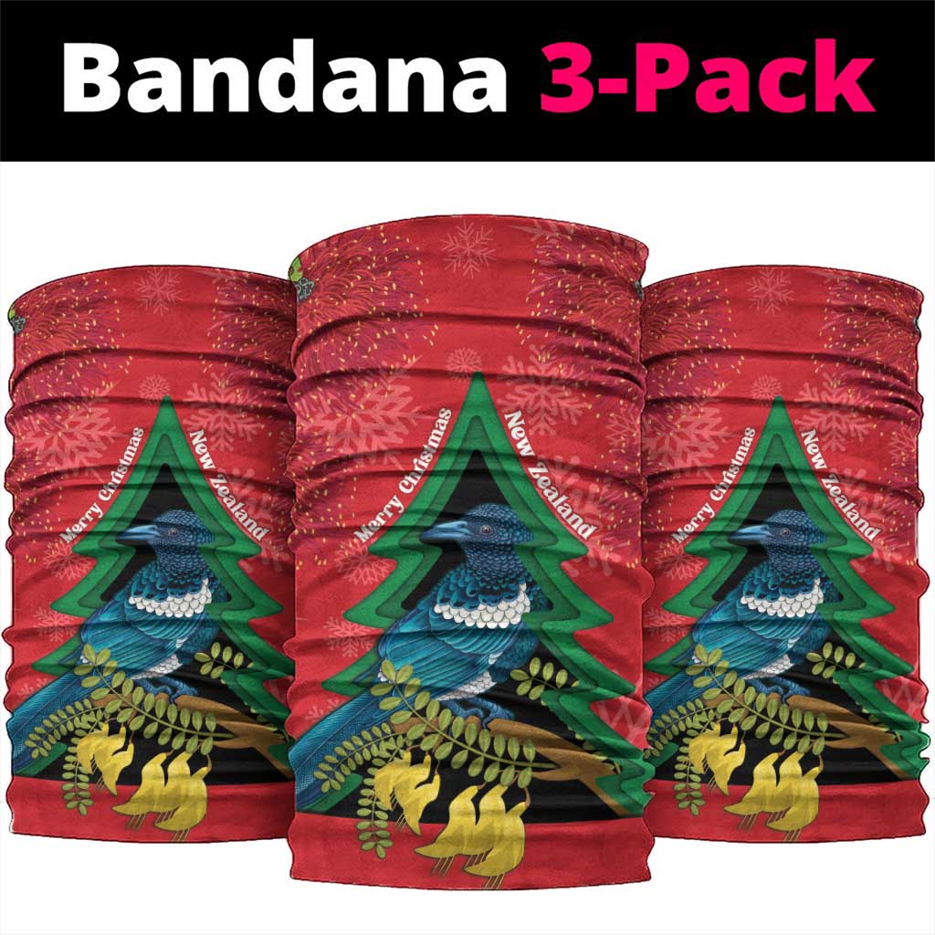 New Zealand Christmas In July Neck Gaiter Kowhai Tui Bird With Pohutukawa - Red - Aussie Hoodie