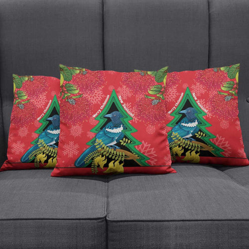 New Zealand Christmas In July Pillow Cover Kowhai Tui Bird With Pohutukawa - Red - Aussie Hoodie