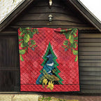 New Zealand Christmas In July Quilt Kowhai Tui Bird With Pohutukawa - Red