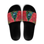 New Zealand Christmas In July Slide Sandals Kowhai Tui Bird With Pohutukawa - Red - Aussie Hoodie