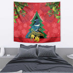 New Zealand Christmas In July Tapestry Kowhai Tui Bird With Pohutukawa - Red
