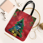 New Zealand Christmas In July Tote Bag Kowhai Tui Bird With Pohutukawa - Red - Aussie Hoodie