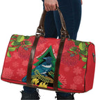 New Zealand Christmas In July Travel Bag Kowhai Tui Bird With Pohutukawa - Red - Aussie Hoodie