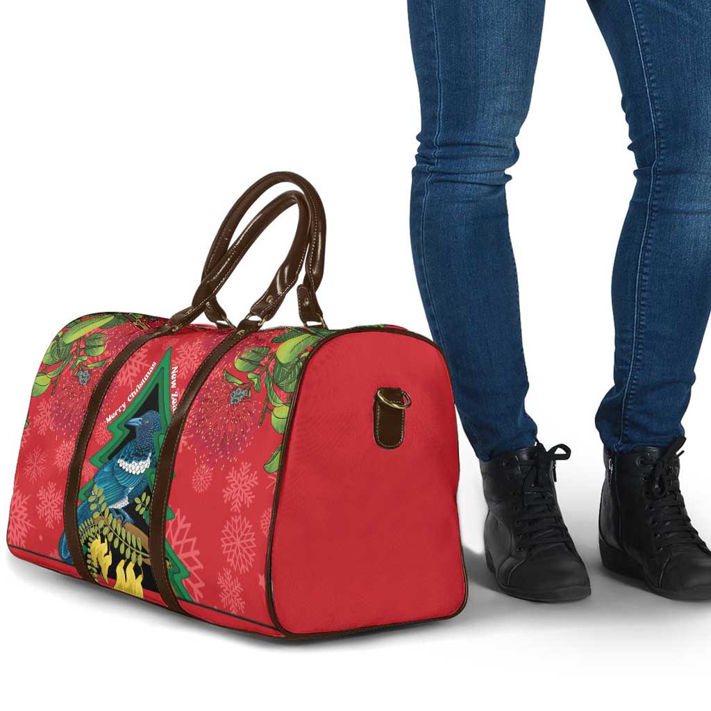 New Zealand Christmas In July Travel Bag Kowhai Tui Bird With Pohutukawa - Red - Aussie Hoodie