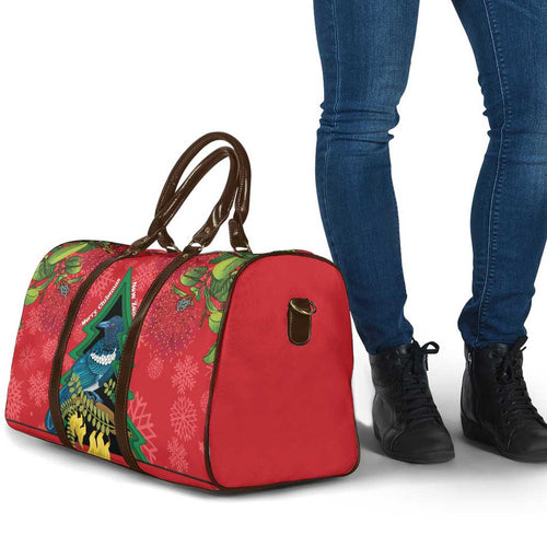 New Zealand Christmas In July Travel Bag Kowhai Tui Bird With Pohutukawa - Red - Aussie Hoodie